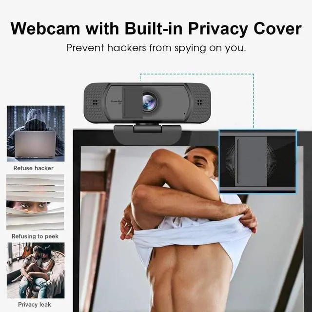 Alt view image 3 of 5 - 1080P Webcam with Microphone for PC Streaming, Web Camera for Desktop with Privacy Cover, 100° Wide Angle, Auto Light Correction, USB Plug&Play Web Cam for OBS/Gaming/Zoom/Skype/FaceTime/Teams/Twitch