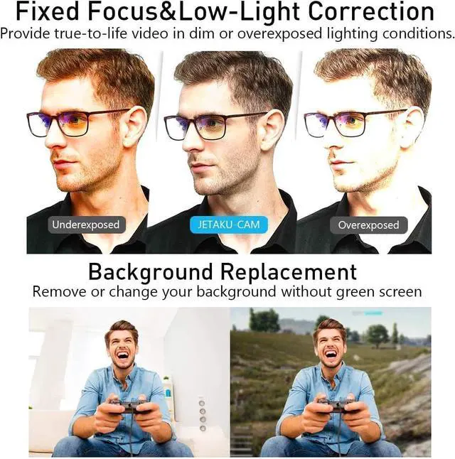 Alt view image 5 of 5 - 1080P Webcam with Microphone for PC Streaming, Web Camera for Desktop with Privacy Cover, 100° Wide Angle, Auto Light Correction, USB Plug&Play Web Cam for OBS/Gaming/Zoom/Skype/FaceTime/Teams/Twitch