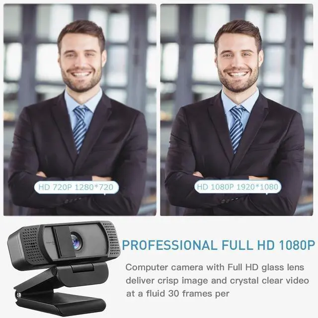 Alt view image 2 of 5 - 1080P Webcam with Microphone for PC Streaming, Web Camera for Desktop with Privacy Cover, 100° Wide Angle, Auto Light Correction, USB Plug&Play Web Cam for OBS/Gaming/Zoom/Skype/FaceTime/Teams/Twitch