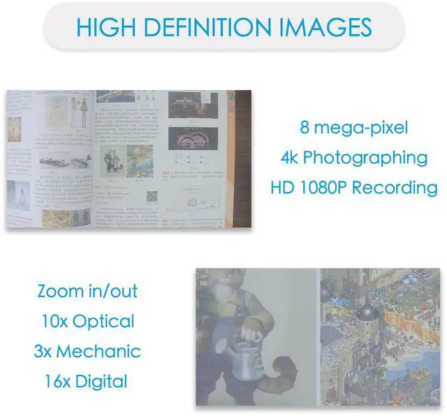 Alt view image 3 of 5 - IBZ800 4k Ultra HD Document Camera with 10x Optical Zoom, Autofocus, LED Light, VGA/HDMI/USB, 8MP Professional Visual Communication Tool of Real-time Projection, Compact for Teachers in Classroom