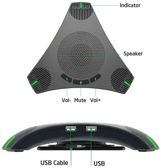 Alt view image 5 of 5 - Conference Microphone USB Speakerphone for Business, 360 Omnidirectional Microphone, Intelligent DSP Noise Reduction for Video Meeting (mic + Speaker + hub)