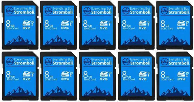 Main image of Everything But Stromboli 8GB SD Card (10 Pack) Speed Class 10 UHS-1 U1 C10 8G SDHC Memory Cards for Compatible Digital Camera, Computer, Trail Cams