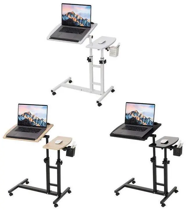 Alt view image 4 of 5 - Farios Adjustable Laptop Desk with Cart, Computer Workstation, Bed Side Table, Tiltable Table and Mouse pad for Laptop-Dark Blond Wood