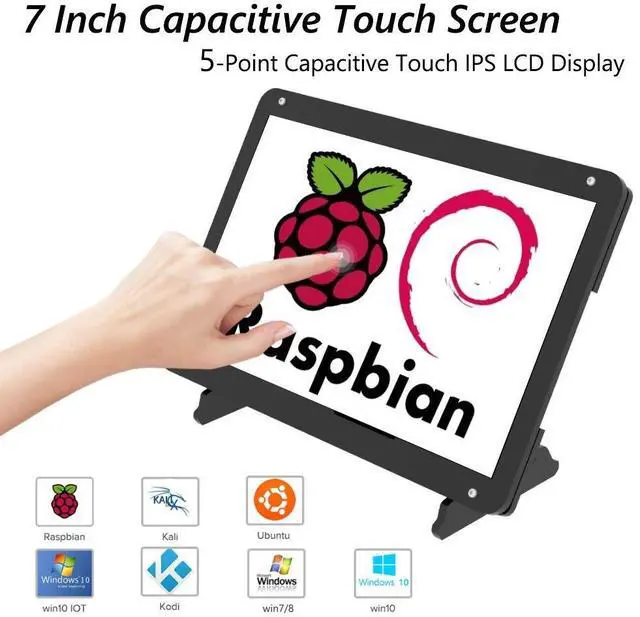 Alt view image 3 of 5 - 7 Inch Touch Screen Monitor for Raspberry Pi, Portable IPS Display HDMI 1024 * 600 Touchscreen with Acrylic Case, Second Monitor for Gaming Consoles/PC/Camera/Win OS