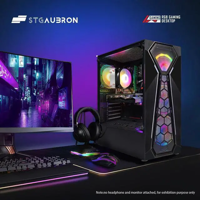 Alt view image 4 of 5 - STGAubron Gaming PC Computer Desktop, AMD Ryzen 5 5500 up to 4.2G, GeForce RTX 2060 Super 8G, 16G DDR4, 1T SSD, WiFi 6, BT 5.2, RGB Fan x4, Windows 11 Home