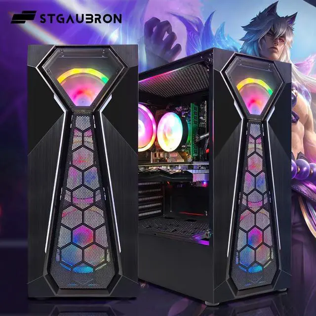 Alt view image 5 of 5 - STGAubron Gaming PC Computer Desktop, AMD Ryzen 5 5500 up to 4.2G, GeForce RTX 2060 Super 8G, 16G DDR4, 1T SSD, WiFi 6, BT 5.2, RGB Fan x4, Windows 11 Home