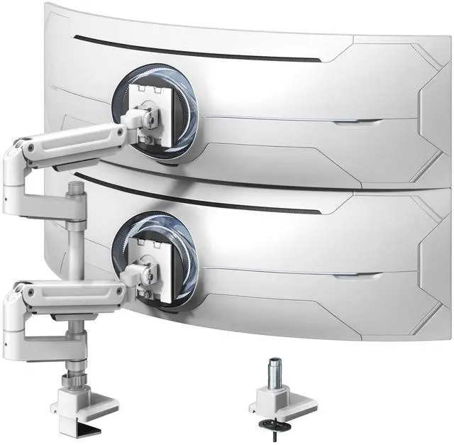 Main image of Dual Monitor-Arm Heavy-Duty for 17-49-inch Screens - Vertical Stacked Dual Monitor Mount Stand for Ultrawide Screens up to 44lbs, Aluminum,Full Motion, VESA 75/100 mm, White