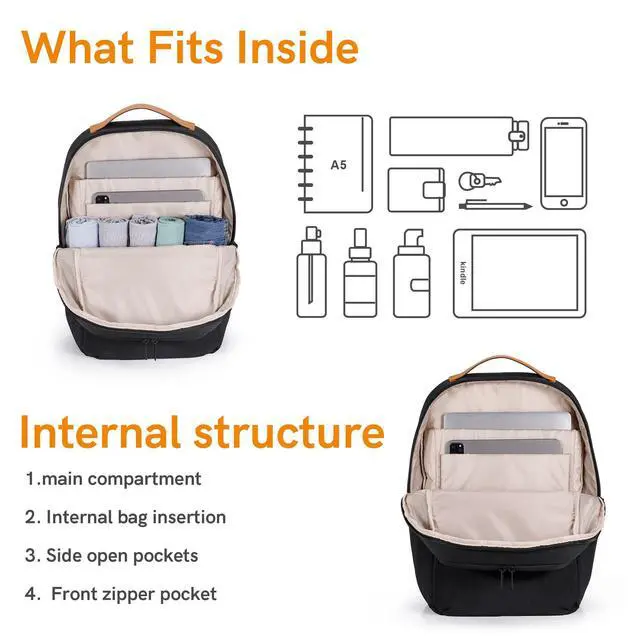 Alt view image 4 of 5 - VGOAL Laptop Backpack for Women - Water-Resistant Daypack with Multiple Compartments, Suitable for College and Travel (FG6325 BLACK)