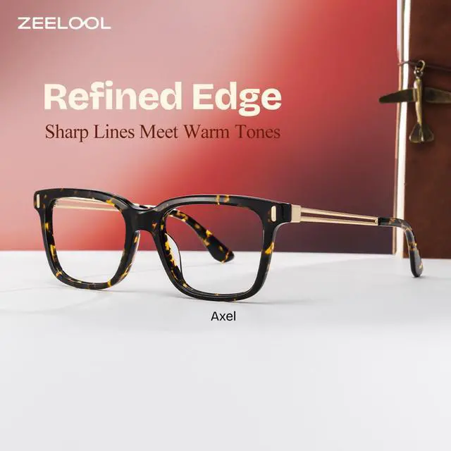 Alt view image 3 of 5 - Zeelool Blue Light Blocking Glasses for Women Men, Rectangle Fashion Glasses Thin Metal Frame Eyeglasses with Anti UV Glare & Eyestrain Lens Axel ZJGX297619-03B