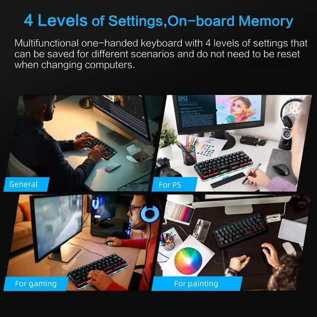 Alt view image 3 of 5 - Koolertron 42-Key 40% Macaro Gaming Keyboard - Compact RGB Backlit Mechanical Keypad, Hot-Swappable USB-C Programmable Mini Keyboard for PC/Mac Gamers (Fully Customizable)