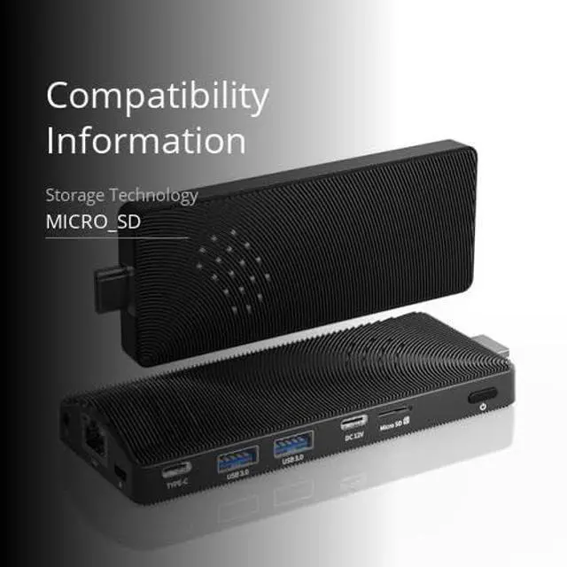 Alt view image 3 of 5 - OuuOee Mini PC Stick Fanless, Celeron J4105, 8GB RAM 128GB Storage, Micro Computer Stick Supports 4K 60HZ HDMI, USB PD3.0, Gigabit Ethernet, Wi-Fi 5 on Business, Industrial, Office, Media, Video