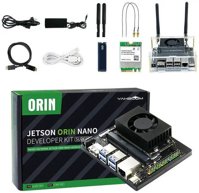 Yahboom Jetson Orin Nano 8GB SUB Developer Kit Support Super Based on Module with 256GB SSD Acrylic Case ROS2 Ubuntu22.04(Orin Nano 8GB SUB Basis Kit)