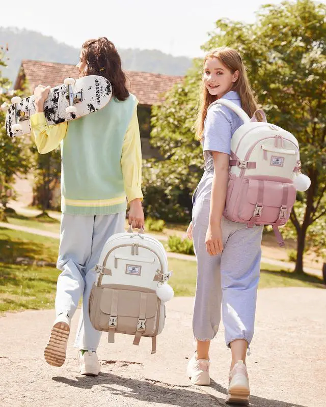 Alt view image 2 of 5 - LOVEVOOK Pink Cute School Backpacks for Girls, Back to School Bookbag for Girls 10-12, Lightweight Backpack for Middle School Teens Students with Large Cup Holder, Fits 15.6" Laptop