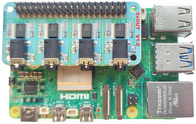 Alt view image 5 of 5 - RASPIAUDIO 8xOUT Channels for Raspberry Pi 5 only Desk