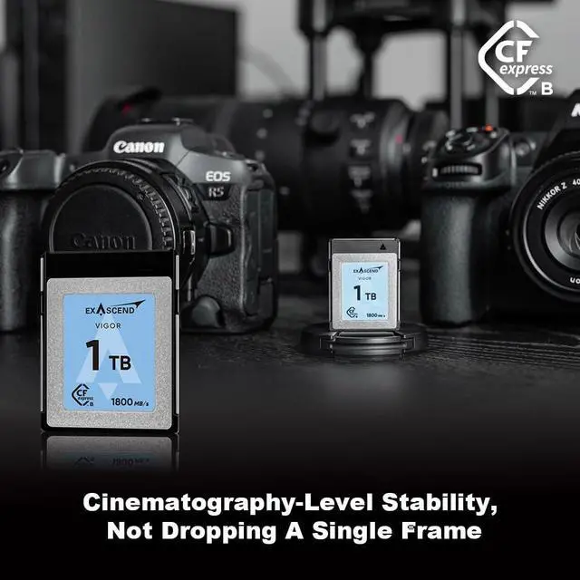 Alt view image 4 of 5 - Exascend 1 TB / 512 GB / 256 GB Vigor CFexpress Type B Card, Read up to 1,800 MB/s, Compatible with Canon R5, Nikon Z8, Z9 and Other Cameras (1, TB)