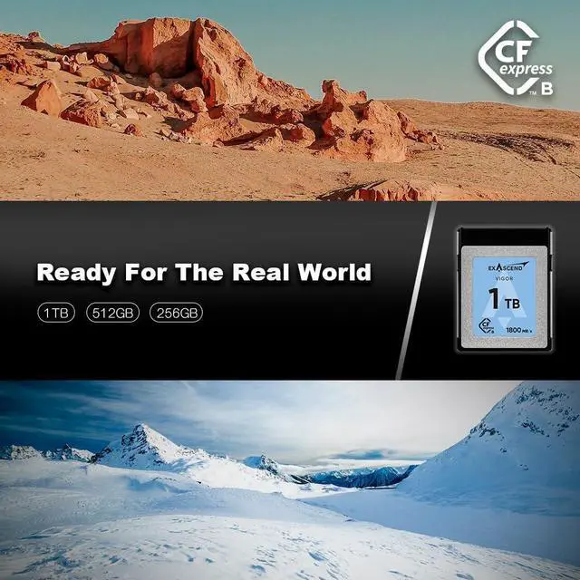 Alt view image 5 of 5 - Exascend 1 TB / 512 GB / 256 GB Vigor CFexpress Type B Card, Read up to 1,800 MB/s, Compatible with Canon R5, Nikon Z8, Z9 and Other Cameras (1, TB)