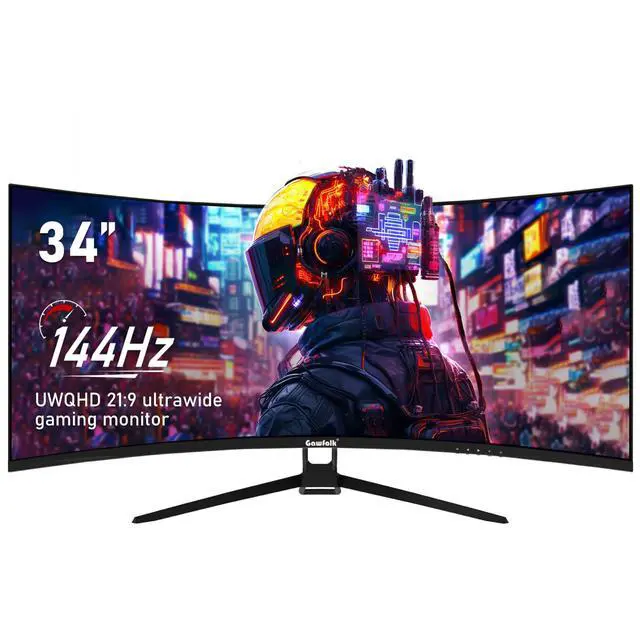 Alt view image 2 of 5 - Gawfolk 34 Inch Ultrawide Curved 144Hz Gaming Computer Monitor 1500R PC Screen 21:9 UWQHD (3440x1440),Adaptive Sync,178° Viewing Angle,Display Port 1.4HDMI 2.0,Compatible with Wall mounting -Black