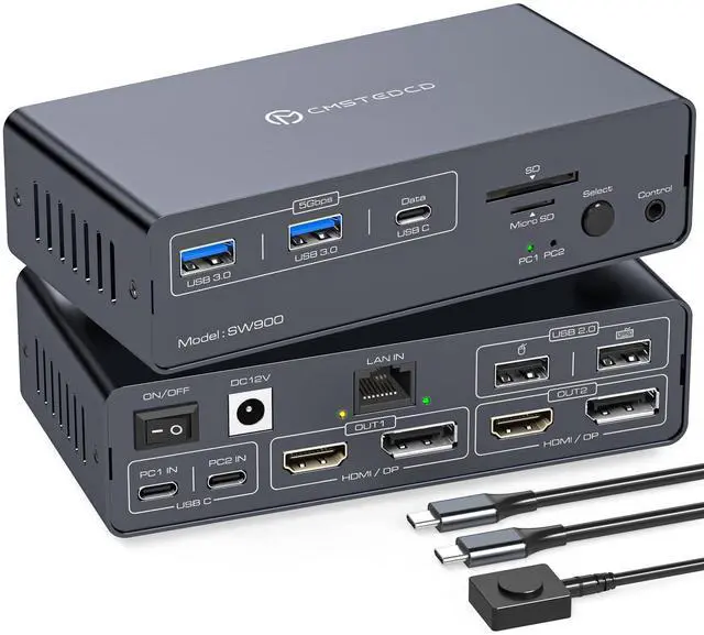 Main image of CMSTEDCD Thunderbolt 4 kvm Switch Docking Station for 2 Monitors 2 laptops or Macbooks Extended Dual 4K@60Hz Display with Displaylink USB C 3.2 kvm switches 2 Projector with HDMI and Displayport Out