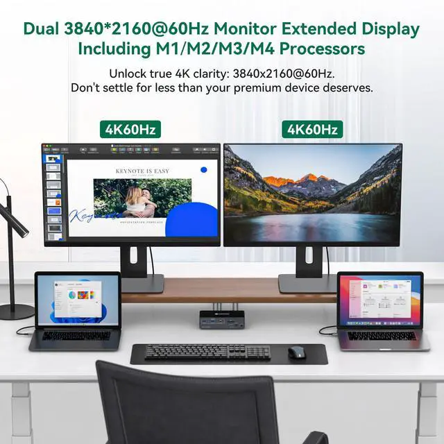 Alt view image 3 of 5 - CMSTEDCD Thunderbolt 4 kvm Switch Docking Station for 2 Monitors 2 laptops or Macbooks Extended Dual 4K@60Hz Display with Displaylink USB C 3.2 kvm switches 2 Projector with HDMI and Displayport Out