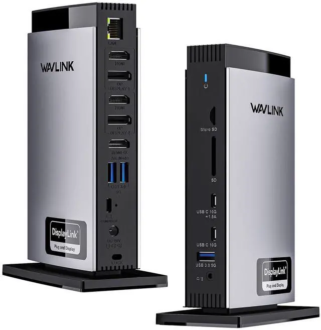 Main image of WAVLINK Docking Station 3 Monitors, Triple 4K@60Hz for MacBook M1/M2/M3/M4/Windows, Displaylink Dock with 3X HDMI or 2X DisplayPort, 130WPD,5 USB Ports, Ethernet, Audio, SD/TF