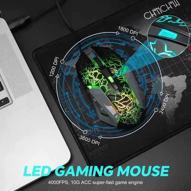 Alt view image 5 of 5 - CHONCHOW Gaming Keyboard and Mouse Full Size Wired Keyboard Light Up Key,Led Backlit,19 Anti-ghosting,Multimedia Keys, Mechanical Feel for Ps5,Ps4, Pc/Laptop/Xbox
