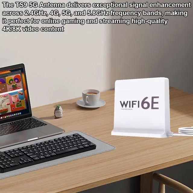 Alt view image 5 of 5 - Tri-Band WiFi Antenna with 12dBi Gain and TS9 Connector  Signal Booster for 2.4GHz, 5GHz, and 5.8GHz  1.8m (6ft) Extension Cable with Magnetic Base  Compatible with Nighthawk M6 and Other Routers