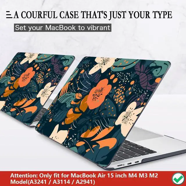 Alt view image 3 of 5 - CISSOOK Compatible with MacBook Air 15 inch Case 2025 2024 2023 Release M4 M3 M2, Plastic Flowers Hard Shell Keyboard Cover Screen Protector for MacBook Air 15 inch A3241 A3114 A2941, Little Flower