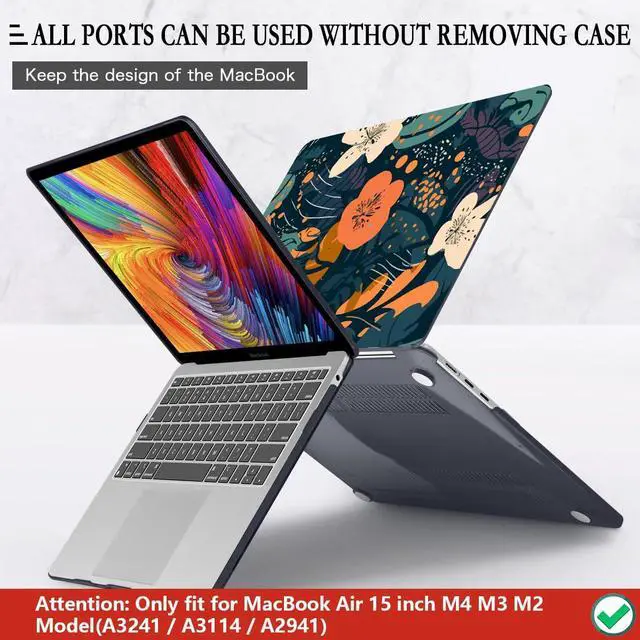 Alt view image 5 of 5 - CISSOOK Compatible with MacBook Air 15 inch Case 2025 2024 2023 Release M4 M3 M2, Plastic Flowers Hard Shell Keyboard Cover Screen Protector for MacBook Air 15 inch A3241 A3114 A2941, Little Flower