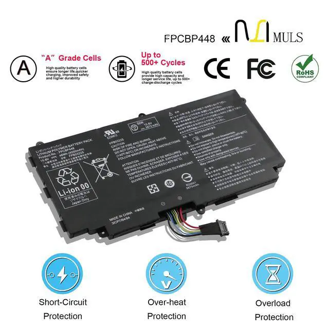 Alt view image 4 of 5 - MULS FPCBP448 46Wh Laptop Battery Replacement for Fujitsu Stylistic Q736 Q737 Q775 Series FPB0322S 3ICP7/64/84 4250mAh 10.8V 3-Cell