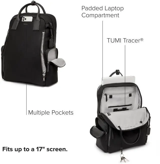 Alt view image 4 of 5 - TUMI - Voyageur Atlanta Backpack - Travel Backpack for Women - For Business, Commute - Holds Up to 17" Laptop - Black & Gunmetal Hardware