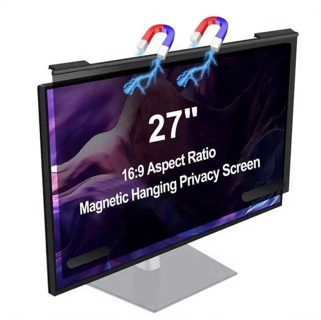 Main image of Hoktods Magnetic Computer Privacy Screen Filter 27 Inch, Removable Hanging Aluminum Alloy Privacy Shield for 16:9 Widescreen Monitor, Anti Spy Anti Scratch Anti Glare Blue Light Screen Guard
