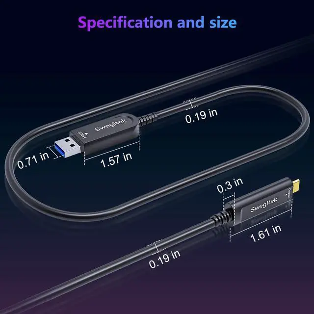 Alt view image 3 of 5 - Fiber Optic USB C Cable(50ft),10Gbps High Speed Data Transfer Active Optical USB A to Type C Cable,Compatible with Cameras,Webcams,VR,AR for Collaborative Meetings,Smart Classroom,Data Center