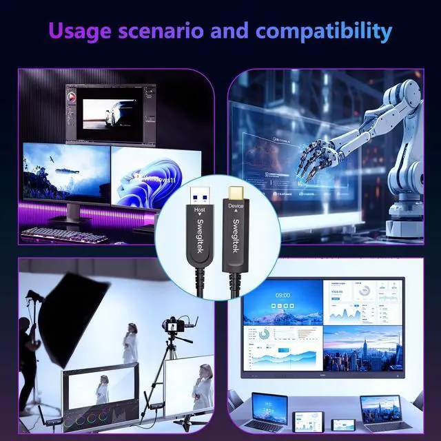 Alt view image 5 of 5 - Fiber Optic USB C Cable(50ft),10Gbps High Speed Data Transfer Active Optical USB A to Type C Cable,Compatible with Cameras,Webcams,VR,AR for Collaborative Meetings,Smart Classroom,Data Center