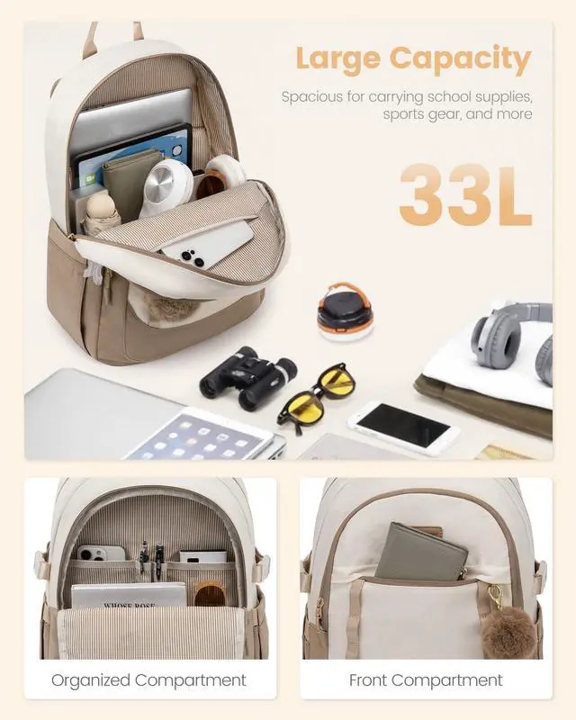 Alt view image 2 of 5 - LOVEVOOK School Backpack for Teen Girl, Cute Student Bookbag Fits 15.6 Inch Laptop, Back to School Backpack Purse for Teenagers, Casual Daypack Kid Back Pack Travel Bag, Gift