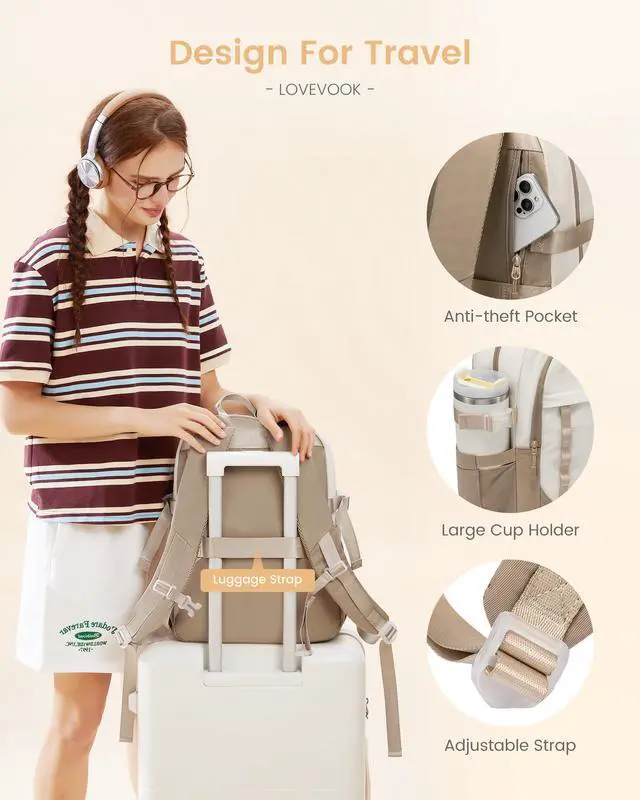 Alt view image 5 of 5 - LOVEVOOK School Backpack for Teen Girl, Cute Student Bookbag Fits 15.6 Inch Laptop, Back to School Backpack Purse for Teenagers, Casual Daypack Kid Back Pack Travel Bag, Gift