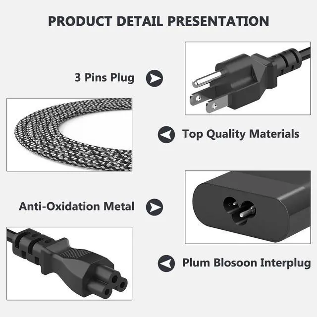 Alt view image 3 of 5 - JEIBAO New Slim 65W USB C Laptop Charger Compatible with HP Chromebook X360, Envy X360, Elitebook X360, Spectre X360, Elitebook/Chromebook/Elite x2/Envy/ProBook Travel Type C Power Cord Supply