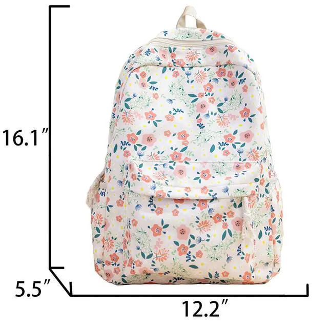 Alt view image 3 of 5 - Kakarin Choyx Kawaii Cute Backpack Women Aesthetics Preppy 16.1 Inch College Floral Backpack Pink, Medium