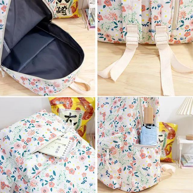 Alt view image 4 of 5 - Kakarin Choyx Kawaii Cute Backpack Women Aesthetics Preppy 16.1 Inch College Floral Backpack Pink, Medium