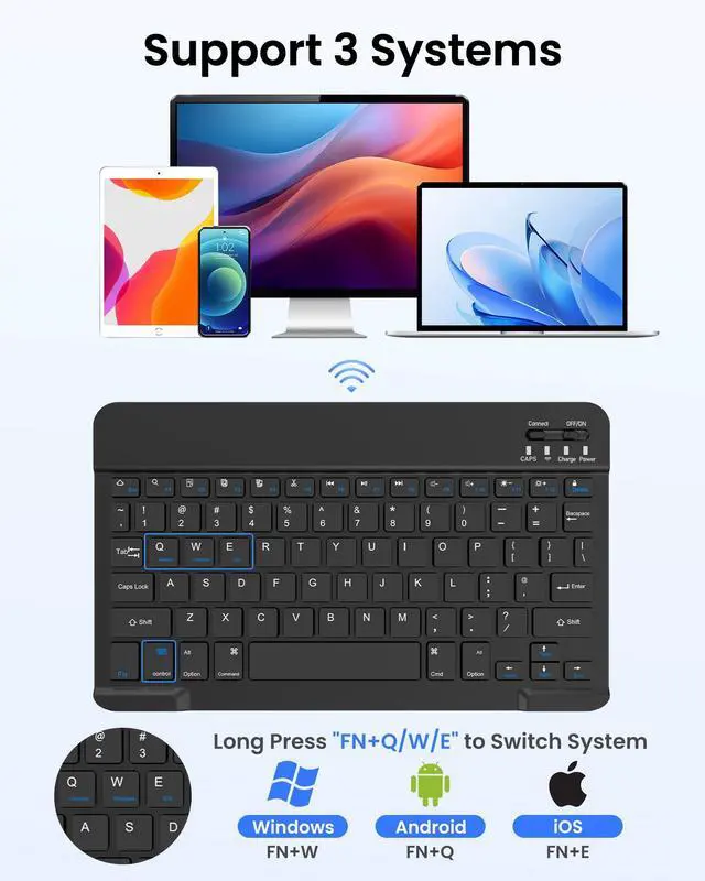 Alt view image 3 of 5 - kantaj for iPad 10.2" 9th 8th 7th Generation Keyboard Case with Mouse, 10.2 inch Wireless Bluetooth Keyboard Case with Pencil Holder for iPad Air 10.5"(3rd Gen)/iPad Pro 10.5 inch, Black