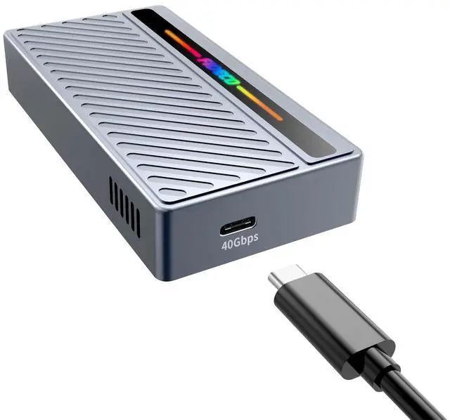 Main image of FIDECO 40Gbps M.2 NVMe SSD Enclosure, M.2 NVMe to USB Adapter with RGB Light, USB4 SSD Reader Compatible with Thunderbolt 4/3, USB4/3.2/3.1/3.0, Support UASP & Trim