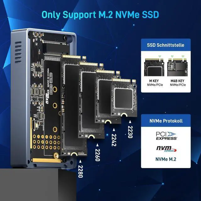 Alt view image 4 of 5 - FIDECO 40Gbps M.2 NVMe SSD Enclosure, M.2 NVMe to USB Adapter with RGB Light, USB4 SSD Reader Compatible with Thunderbolt 4/3, USB4/3.2/3.1/3.0, Support UASP & Trim