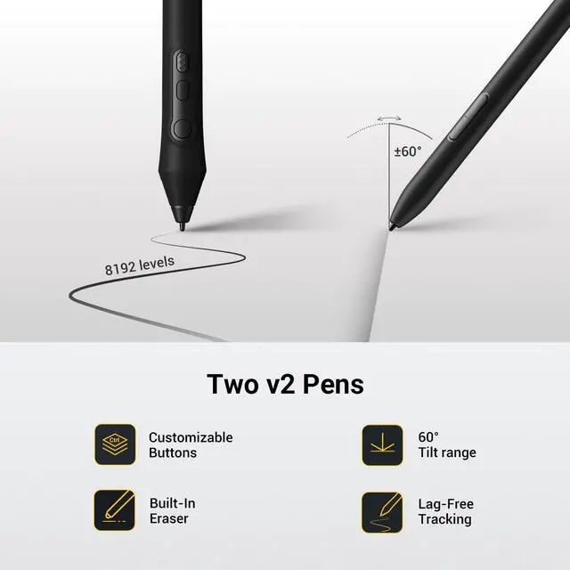 Alt view image 2 of 5 - Xencelabs Pen Tablet Medium v2, Drawing Tablet, Studio Level Graphic Tablet, Includes Two v2 Pens, HP Anyware Support, Private Bluetooth 5.0 Wireless Connection for Win/Mac/Linux