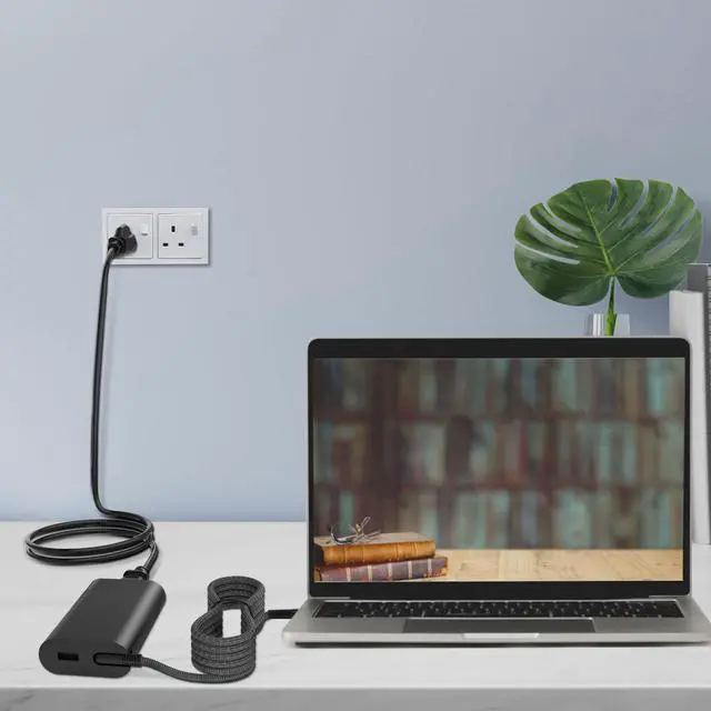 Alt view image 4 of 5 - Slim 65W USB C with USB AC Charger for HP Spectre x360 x2 Elite Elitebook 840 850 Envy x360 ProBook x360 Pavilion Split Chromebook x360 11 Laptop Power Adapter Cord