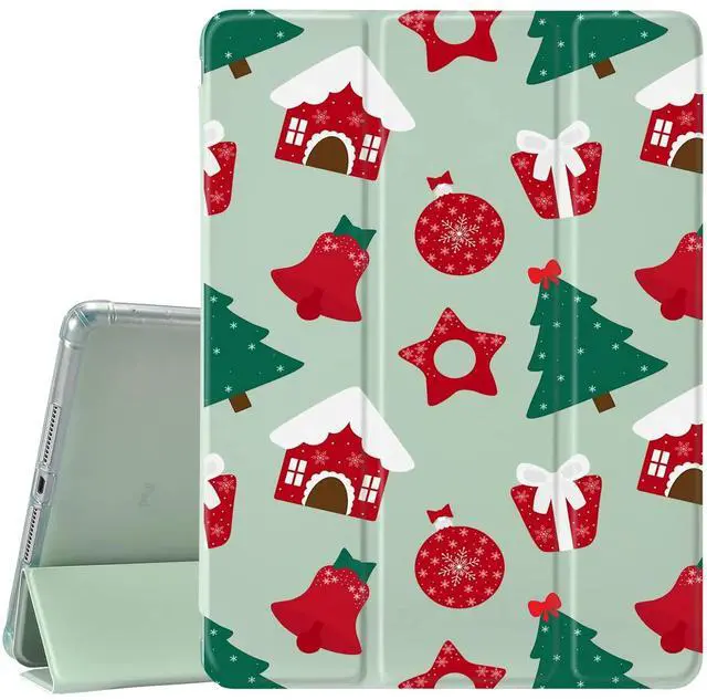 Main image of JOYLAND Cartoon Christmas Pad Case Cover for iPad 5th/6th (Generation) Green Case Cute Animals with Pencil Holder Lightweight Smart Trifold Stand Cover Soft TPU Cover for iPad 5th/6th Generation