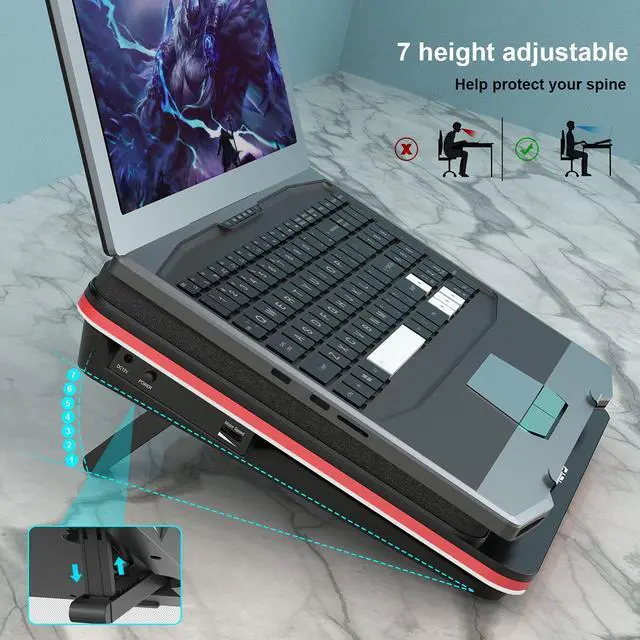 Alt view image 5 of 5 - IETS GT500 Powerful Turbo-Fan (4200 RPM) Laptop Cooling Pad with Infinitely Variable Speed,Seal Foam for Rapid Cooling Gaming Laptop,Dust Filter for Protect Laptop,13-17.3inch Laptop Cooler