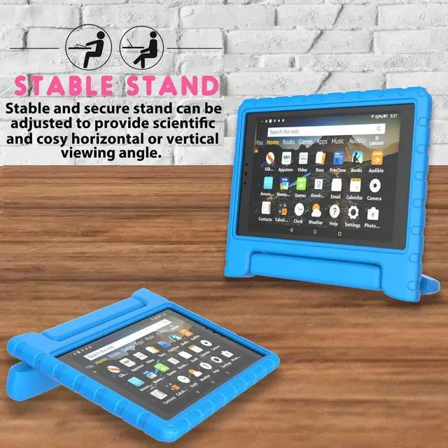 Alt view image 3 of 5 - CCambro Kids Case for Fire HD 10 Tablet Case 5th/7th/9th Gen (2015/2017/2019 Releases),Shockproof Sturdy Protective Foam Cover for Fire HD 10.1 inch with Carry,Blue