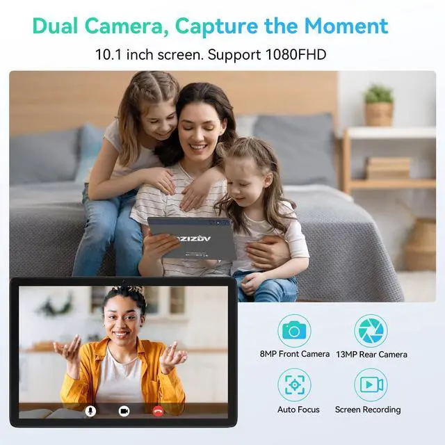 Alt view image 5 of 5 - VOZIZOV Android 14 10" 2-in-1 Tablet with Keyboard/Case, 14GB RAM, 128GB ROM (TF 1TB), Octa-Core, Incell Display, 5G WiFi+4G LTE, 8000mAh, GPS, Gray