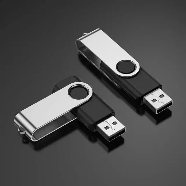 Alt view image 3 of 5 - 32GB Flash Drive, JEVDES 10 Pack Swivel Data Storage USB Flash Drive USB 2.0 Flash Drive Thumb Drives with LED Indicator, Jump Drive Zip Drive Memory Sticks (10 Black with Lanyards)