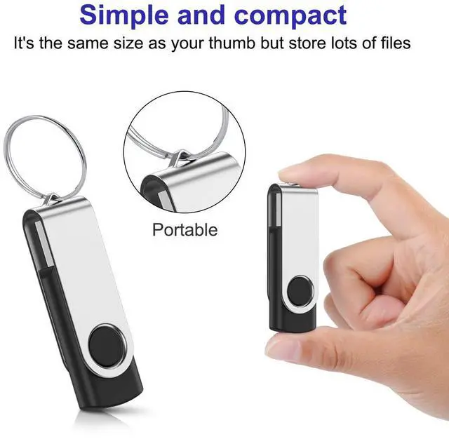 Alt view image 5 of 5 - 32GB Flash Drive, JEVDES 10 Pack Swivel Data Storage USB Flash Drive USB 2.0 Flash Drive Thumb Drives with LED Indicator, Jump Drive Zip Drive Memory Sticks (10 Black with Lanyards)