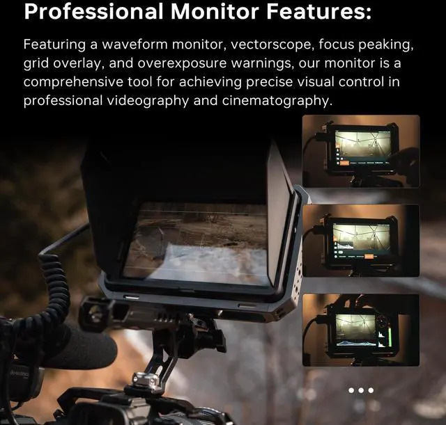 Alt view image 3 of 5 - VILTROX DC-X3 Touchscreen FHD IPS Camera Monitor, 2000 nits 4K SDI HDMI in/Out Video Field Monitor Kit with Sunshade Hood, 3D LUT, Waveform, Histogram & Vectorscope Tools, Black